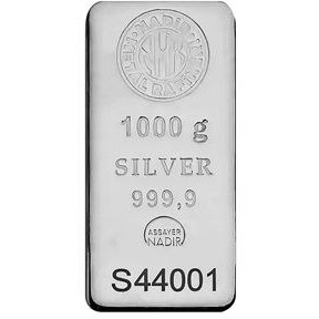 شمش نقره نادیر ۱۰۰۰ گرمی عیار ۹۹۹.۹